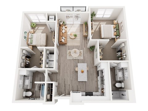 a 3 bedroom floor plan with a bathroom and a living room